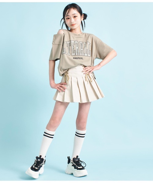 ANAP GiRL(アナップガール)の「ダブルスピンドルプリーツスカート(スカート・キッズ・アイボリー/ブルー・S/M/XS)」の14枚目の写真