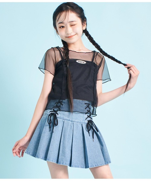 ANAP GiRL(アナップガール)の「ダブルスピンドルプリーツスカート(スカート・キッズ・アイボリー/ブルー・S/M/XS)」の18枚目の写真