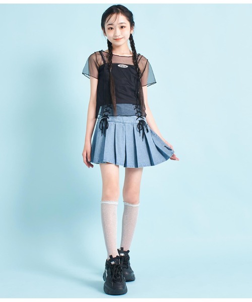 ANAP GiRL(アナップガール)の「ダブルスピンドルプリーツスカート(スカート・キッズ・アイボリー/ブルー・S/M/XS)」の20枚目の写真