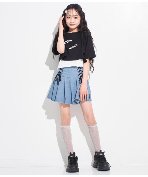 ANAP GiRL(アナップガール)の「ダブルスピンドルプリーツスカート(スカート・キッズ・アイボリー/ブルー・S/M/XS)」の21枚目の写真