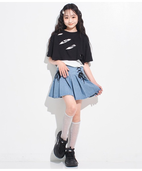 ANAP GiRL(アナップガール)の「ダブルスピンドルプリーツスカート(スカート・キッズ・アイボリー/ブルー・S/M/XS)」の22枚目の写真