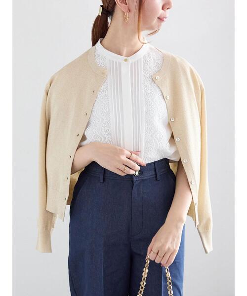 Te chichi（テチチ）の「14G強撚綿メタル釦クルーカーデ（カーディガン/ボレロ・レディース・ゴールド/ホワイト/レッド/ブラック/シルバー・F）」の5枚目の写真