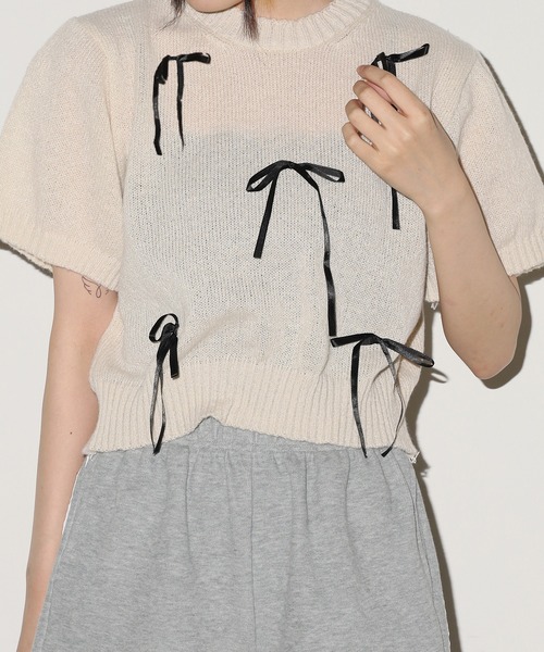 Ribbon Knit Tops / リボンニットトップス（Tシャツ/カットソー