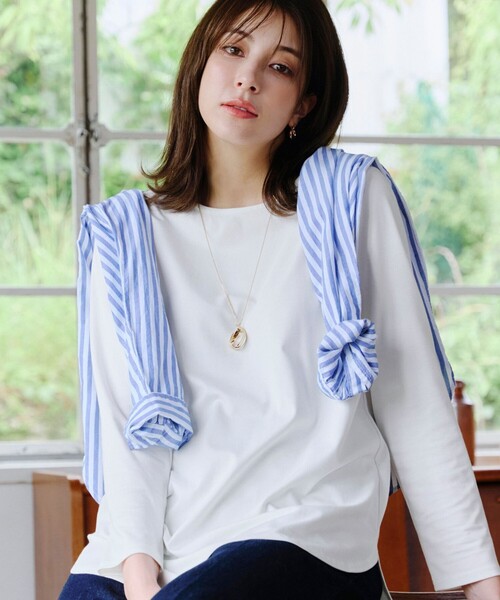Tiaclasse(ティアクラッセ)の「【選べる裾】 レイヤードヘムカットソーTシャツ(Tシャツ/カットソー・レディース・ホワイト系その他3/ホワイト系その他/ホワイト系その他4/ホワイト系その他2/オフホワイト/ホワイト系その他5・XXL/XL)」の10枚目の写真