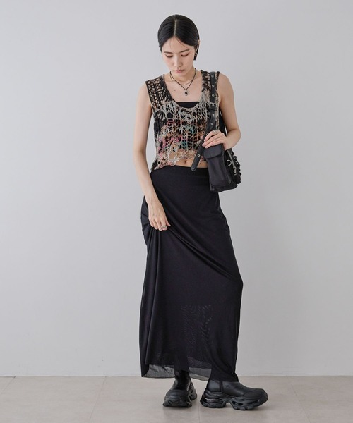 ベスト ジレ 「WEB限定」クラッシュニットNS/142599 レディース JEANASIS（ジーナシス）の「【WEB限定】クラッシュニットNS