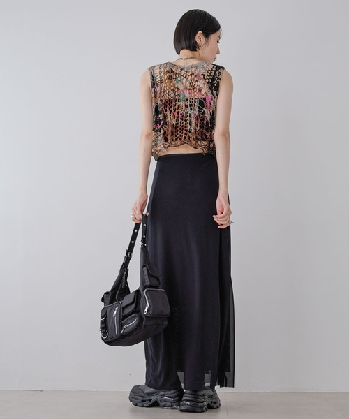 JEANASIS(ジーナシス)の「クラッシュニットNS/142599(ベスト・レディース・ブラック/マルチ/チャコールグレー/オフホワイト・FREE)」の7枚目の写真