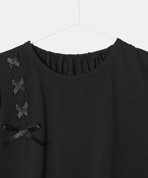 ROPE' PICNIC(ロペピクニック)の「【KIDS】タックスリーブレースアップTシャツ/冷感・WEB限定サイズ:110cm(Tシャツ/カットソー・キッズ・キナリ/ブラック・130/120/110/150/140)」の5枚目の写真