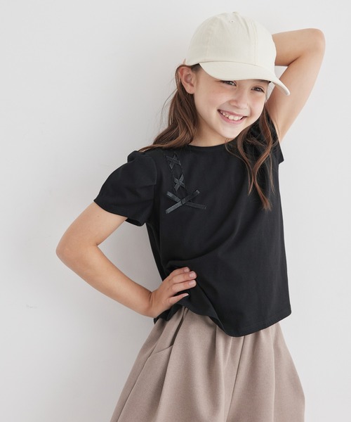ROPE' PICNIC(ロペピクニック)の「【KIDS】タックスリーブレースアップTシャツ/冷感・WEB限定サイズ:110cm(Tシャツ/カットソー・キッズ・キナリ/ブラック・130/120/110/150/140)」の22枚目の写真