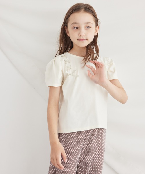ROPE' PICNIC(ロペピクニック)の「【KIDS】タックスリーブレースアップTシャツ/冷感・WEB限定サイズ:110cm(Tシャツ/カットソー・キッズ・キナリ/ブラック・130/120/110/150/140)」の16枚目の写真