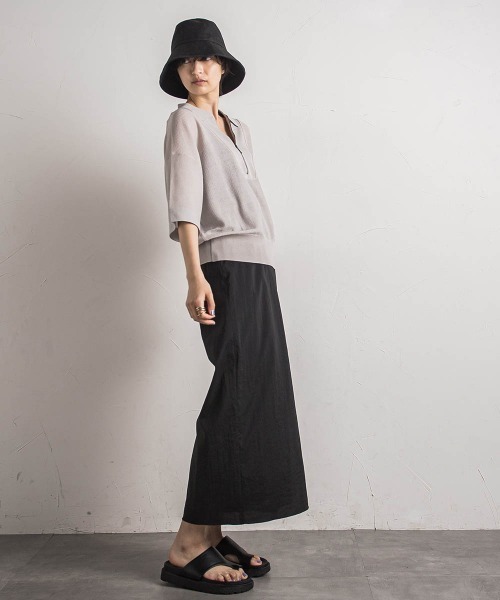MAYSON GREY(メイソングレイ)の「ハーフZIPシアーポロニットプルオーバー≪手洗い可能≫(ニット/セーター・レディース・ブラック系その他/グリーン/ライトグレー・M)」の16枚目の写真