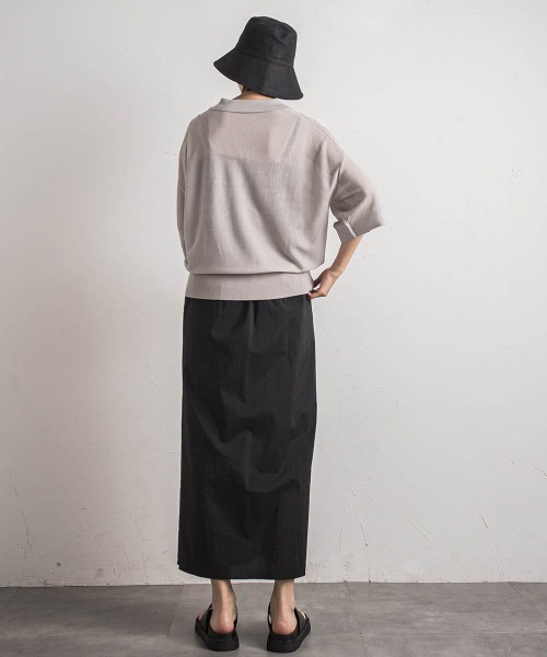 MAYSON GREY(メイソングレイ)の「ハーフZIPシアーポロニットプルオーバー≪手洗い可能≫(ニット/セーター・レディース・ブラック系その他/グリーン/ライトグレー・M)」の17枚目の写真
