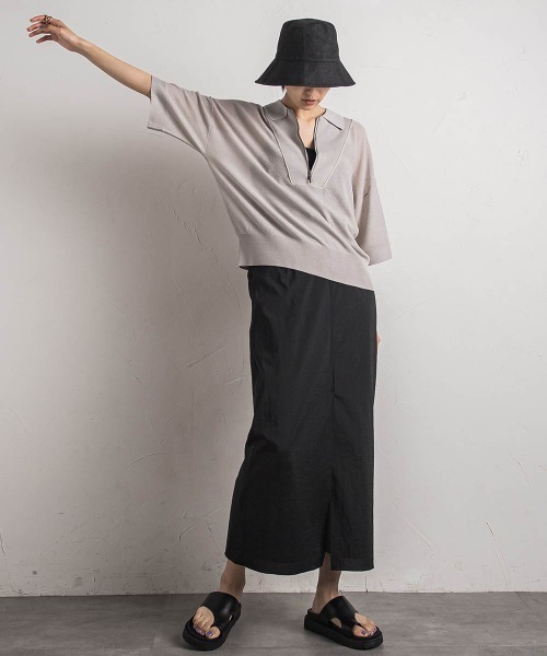 MAYSON GREY(メイソングレイ)の「ハーフZIPシアーポロニットプルオーバー≪手洗い可能≫(ニット/セーター・レディース・ブラック系その他/グリーン/ライトグレー・M)」の18枚目の写真