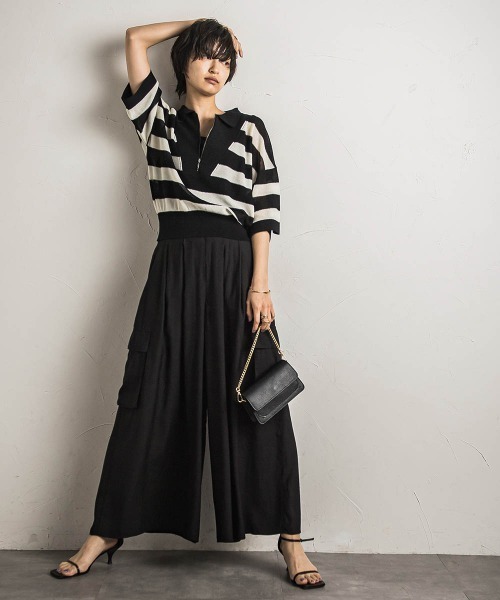 MAYSON GREY(メイソングレイ)の「ハーフZIPシアーポロニットプルオーバー≪手洗い可能≫(ニット/セーター・レディース・ブラック系その他/グリーン/ライトグレー・M)」の12枚目の写真