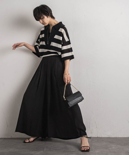 MAYSON GREY(メイソングレイ)の「ハーフZIPシアーポロニットプルオーバー≪手洗い可能≫(ニット/セーター・レディース・ブラック系その他/グリーン/ライトグレー・M)」の15枚目の写真