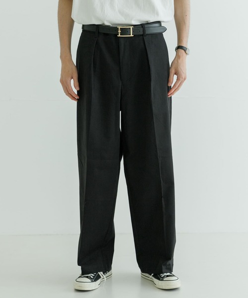 URBAN RESEARCH(アーバンリサーチ)の「ストレッチピーチツイルTUCK WIDE PANTS(その他パンツ・メンズ・ブラック/ネイビー/ブラウン・MEDIUM/LARGE)」の2枚目の写真