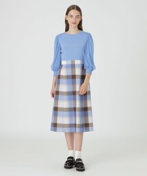 BLUE LABEL CRESTBRIDGE（ブルーレーベルクレストブリッジ）の「チュールスリーブニットドッキングドレス（ワンピース）」