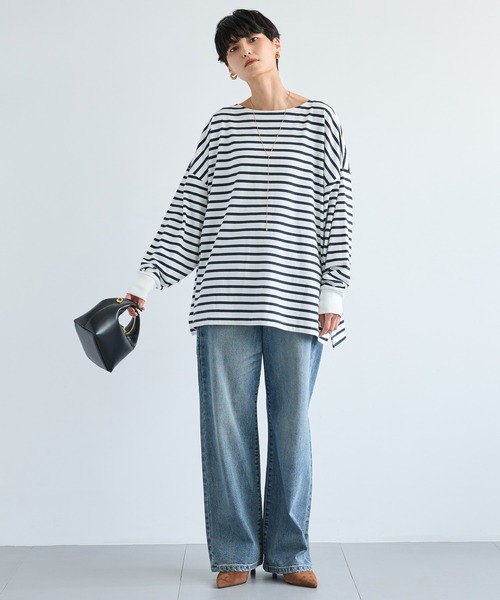 BARNYARDSTORM（バンヤードストーム）の「BARNYARDSTORM / ポンチョシルエットプルオーバー　マシンウォッシャブル（Tシャツ/カットソー・レディース・ホワイト×ネイビー/ホワイト/ベージュ系その他・FREE）」の6枚目の写真