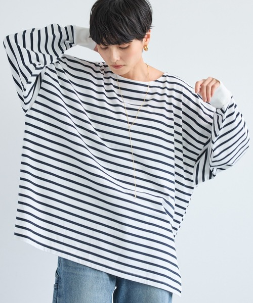 BARNYARDSTORM（バンヤードストーム）の「BARNYARDSTORM / ポンチョシルエットプルオーバー　マシンウォッシャブル（Tシャツ/カットソー・レディース・ホワイト×ネイビー/ホワイト/ベージュ系その他・FREE）」の14枚目の写真