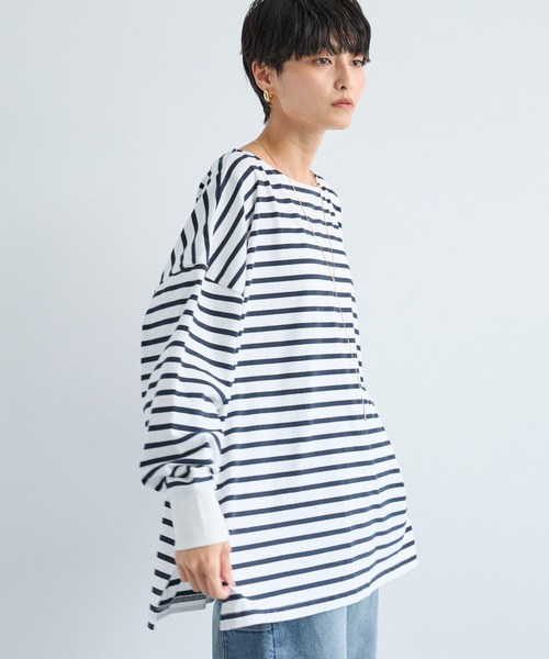 BARNYARDSTORM（バンヤードストーム）の「BARNYARDSTORM / ポンチョシルエットプルオーバー　マシンウォッシャブル（Tシャツ/カットソー・レディース・ホワイト×ネイビー/ホワイト/ベージュ系その他・FREE）」の15枚目の写真