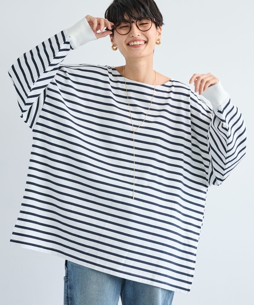 BARNYARDSTORM（バンヤードストーム）の「BARNYARDSTORM / ポンチョシルエットプルオーバー　マシンウォッシャブル（Tシャツ/カットソー・レディース・ホワイト×ネイビー/ホワイト/ベージュ系その他・FREE）」の16枚目の写真