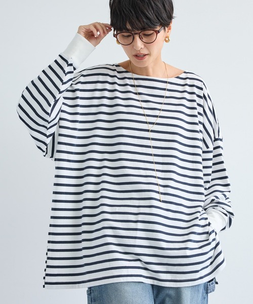 BARNYARDSTORM（バンヤードストーム）の「BARNYARDSTORM / ポンチョシルエットプルオーバー　マシンウォッシャブル（Tシャツ/カットソー・レディース・ホワイト×ネイビー/ホワイト/ベージュ系その他・FREE）」の17枚目の写真