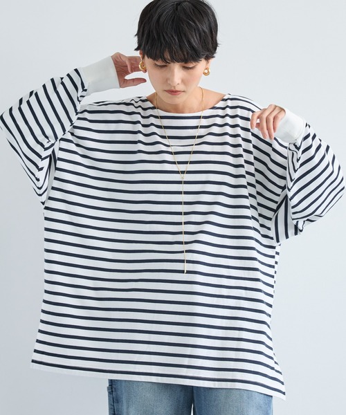 BARNYARDSTORM（バンヤードストーム）の「BARNYARDSTORM / ポンチョシルエットプルオーバー　マシンウォッシャブル（Tシャツ/カットソー・レディース・ホワイト×ネイビー/ホワイト/ベージュ系その他・FREE）」の18枚目の写真