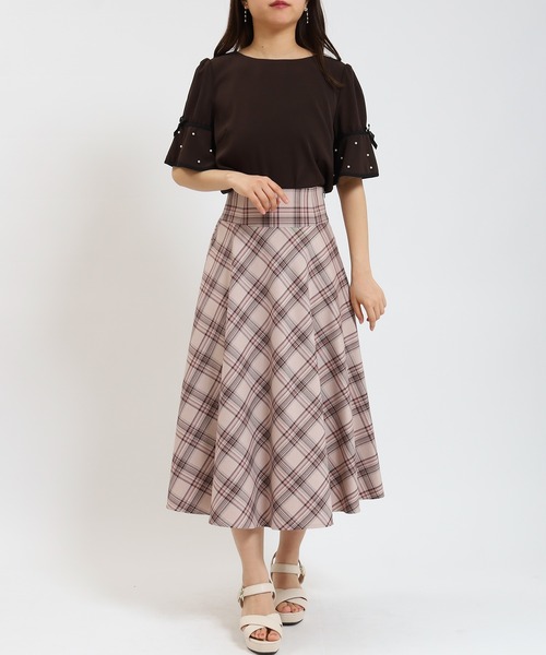 ASTORIA ODIER（アストリアオディール）の「ウエストヨークチェックサーキュラースカート（スカート・レディース・ブラウン/ベージュ・SMALL/MEDIUM）」の19枚目の写真