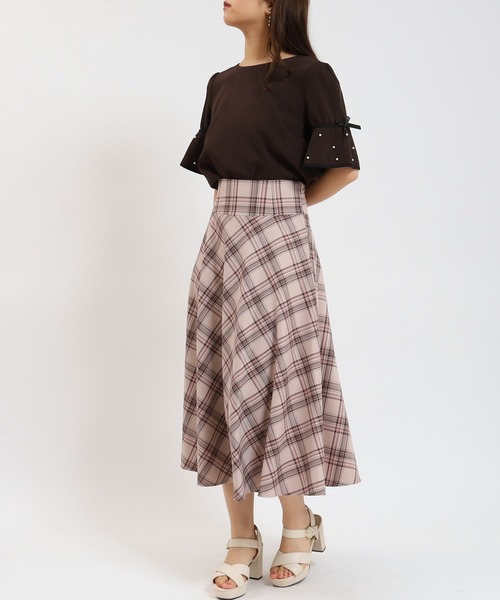 ASTORIA ODIER（アストリアオディール）の「ウエストヨークチェックサーキュラースカート（スカート・レディース・ブラウン/ベージュ・SMALL/MEDIUM）」の17枚目の写真