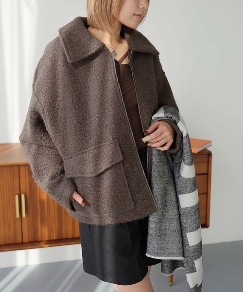 Girly Doll（ガーリードール）の「WポケットZipブルゾン（ブルゾン・レディース・ブラウン/ブラック/ライトベージュ・F）」の9枚目の写真