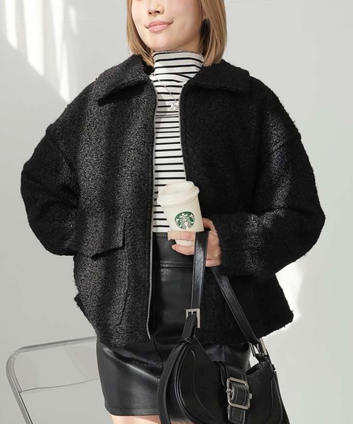 Girly Doll（ガーリードール）の「WポケットZipブルゾン（ブルゾン・レディース・ブラウン/ブラック/ライトベージュ・F）」の4枚目の写真