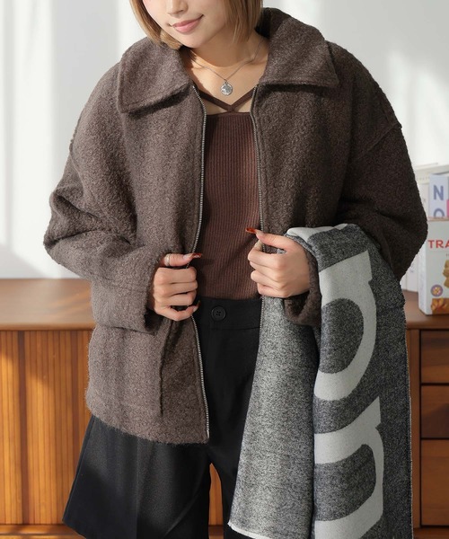 Girly Doll（ガーリードール）の「WポケットZipブルゾン（ブルゾン・レディース・ブラウン/ブラック/ライトベージュ・F）」の8枚目の写真