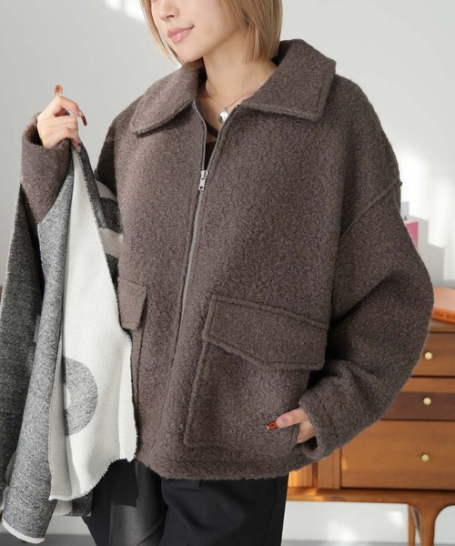 Girly Doll（ガーリードール）の「WポケットZipブルゾン（ブルゾン・レディース・ブラウン/ブラック/ライトベージュ・F）」の7枚目の写真