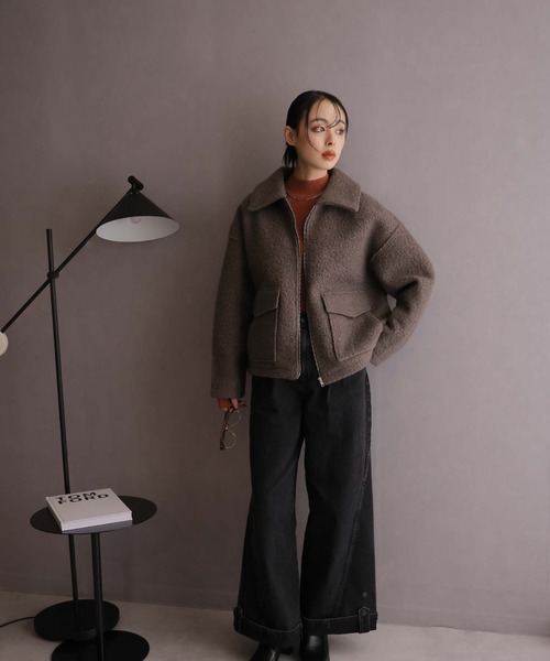 Girly Doll（ガーリードール）の「WポケットZipブルゾン（ブルゾン・レディース・ブラウン/ブラック/ライトベージュ・F）」の20枚目の写真