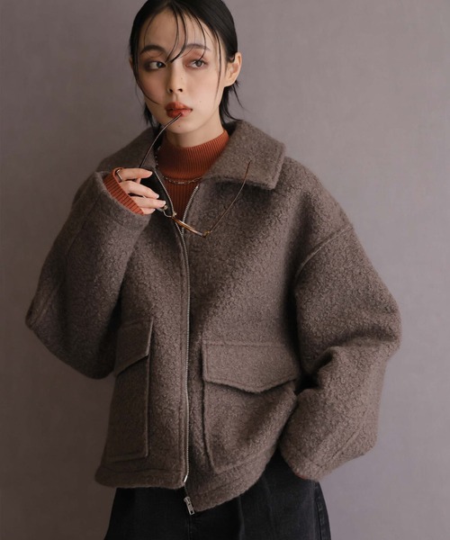 Girly Doll（ガーリードール）の「WポケットZipブルゾン（ブルゾン・レディース・ブラウン/ブラック/ライトベージュ・F）」の19枚目の写真