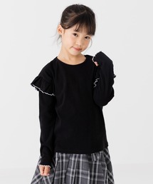 肩フリル リブ長袖カットソー