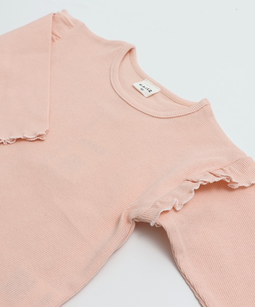 chil2(チルツー)の「肩フリル リブ長袖カットソー(Tシャツ/カットソー・キッズ・クリーム/ブラック/ピンク・130cm/120cm/100cm/110cm/90cm/80cm/140cm)」の14枚目の写真
