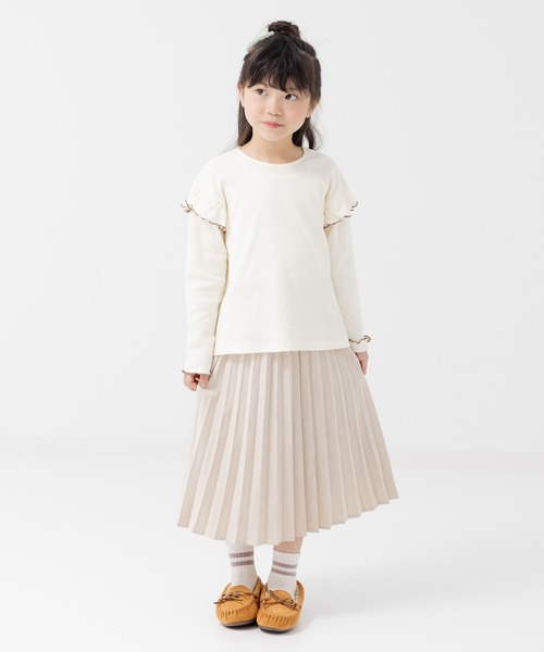chil2(チルツー)の「肩フリル リブ長袖カットソー(Tシャツ/カットソー・キッズ・クリーム/ブラック/ピンク・130cm/120cm/100cm/110cm/90cm/80cm/140cm)」の7枚目の写真