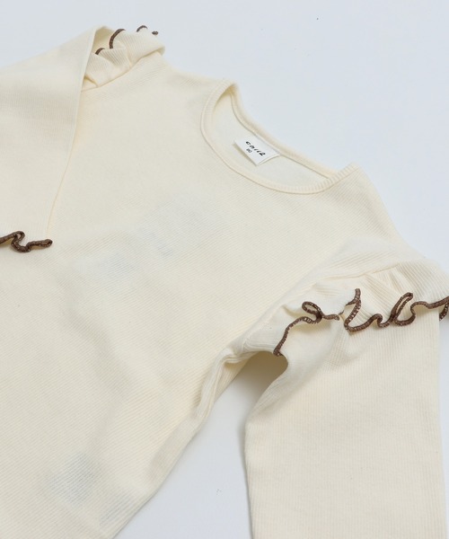 chil2(チルツー)の「肩フリル リブ長袖カットソー(Tシャツ/カットソー・キッズ・クリーム/ブラック/ピンク・130cm/120cm/100cm/110cm/90cm/80cm/140cm)」の12枚目の写真