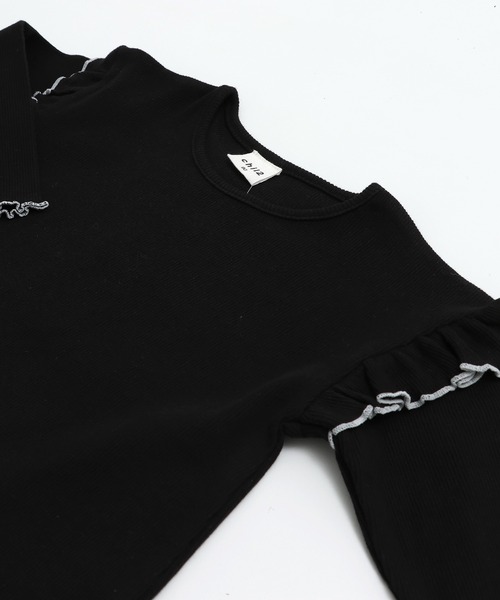 chil2(チルツー)の「肩フリル リブ長袖カットソー(Tシャツ/カットソー・キッズ・クリーム/ブラック/ピンク・130cm/120cm/100cm/110cm/90cm/80cm/140cm)」の13枚目の写真