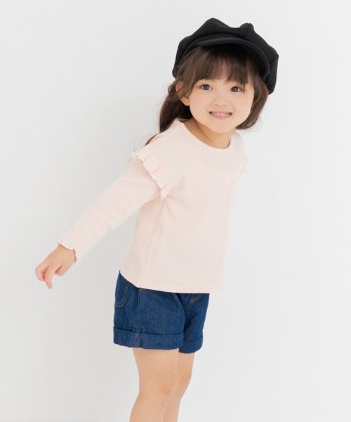 chil2(チルツー)の「肩フリル リブ長袖カットソー(Tシャツ/カットソー・キッズ・クリーム/ブラック/ピンク・130cm/120cm/100cm/110cm/90cm/80cm/140cm)」の22枚目の写真