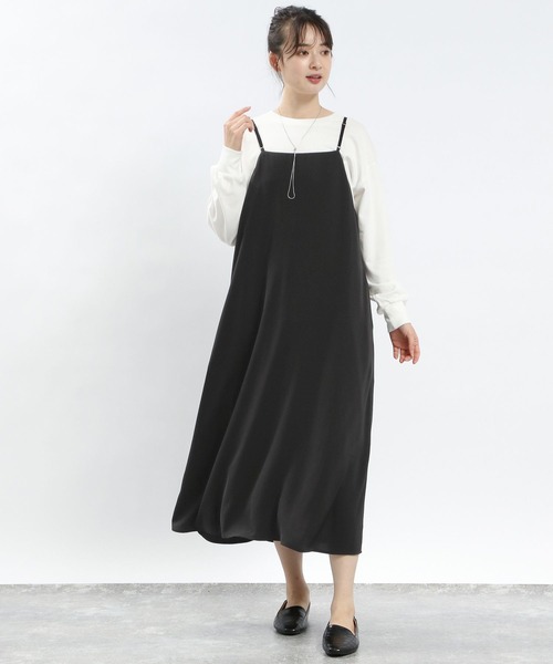 GLOBAL WORK Smile Seed Store（グローバルワーク スマイルシードストア）の「Aラインキャミワンピース/116016（シャツワンピース・レディース・ダークグレー/ブラック・LARGE/MEDIUM/X-LARGE/SMALL）」の3枚目の写真