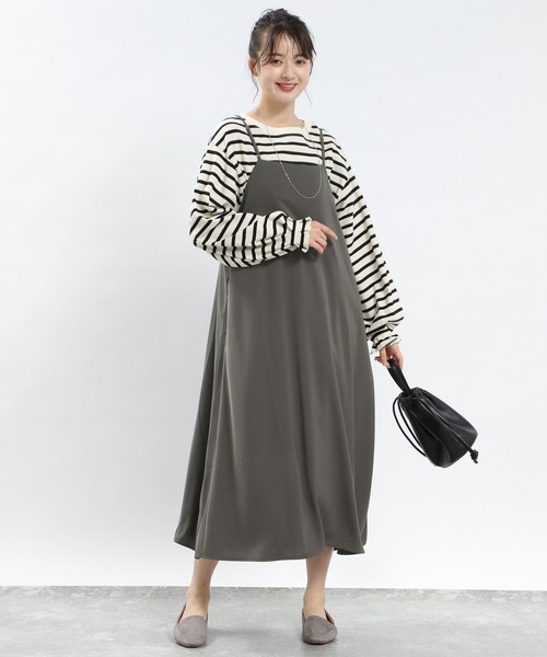 GLOBAL WORK Smile Seed Store（グローバルワーク スマイルシードストア）の「Aラインキャミワンピース/116016（シャツワンピース・レディース・ダークグレー/ブラック・LARGE/MEDIUM/X-LARGE/SMALL）」の8枚目の写真