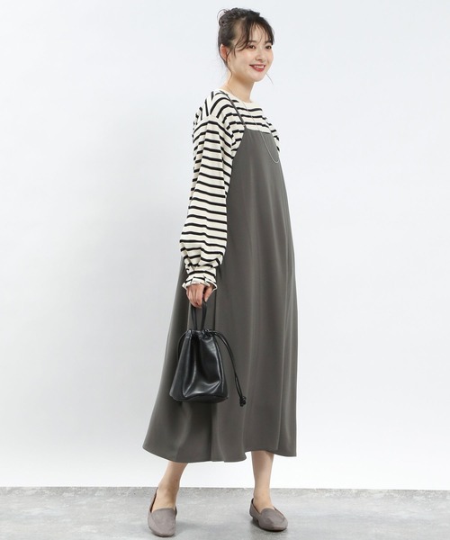 GLOBAL WORK Smile Seed Store（グローバルワーク スマイルシードストア）の「Aラインキャミワンピース/116016（シャツワンピース・レディース・ダークグレー/ブラック・LARGE/MEDIUM/X-LARGE/SMALL）」の9枚目の写真