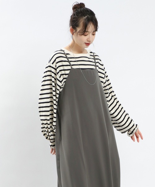 GLOBAL WORK Smile Seed Store（グローバルワーク スマイルシードストア）の「Aラインキャミワンピース/116016（シャツワンピース・レディース・ダークグレー/ブラック・LARGE/MEDIUM/X-LARGE/SMALL）」の13枚目の写真