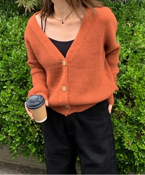 SHEPP(シープ)の「ルーズシルエット ショートカーディガン(カーディガン/ボレロ・レディース・アイボリー/ブルー/オレンジ/グリーン・F)」の4枚目の写真