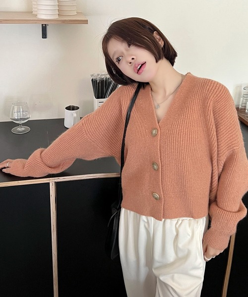 SHEPP(シープ)の「ルーズシルエット ショートカーディガン(カーディガン/ボレロ・レディース・アイボリー/ブルー/オレンジ/グリーン・F)」の8枚目の写真
