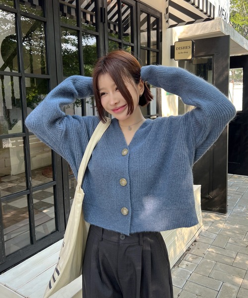 SHEPP(シープ)の「ルーズシルエット ショートカーディガン(カーディガン/ボレロ・レディース・アイボリー/ブルー/オレンジ/グリーン・F)」の11枚目の写真