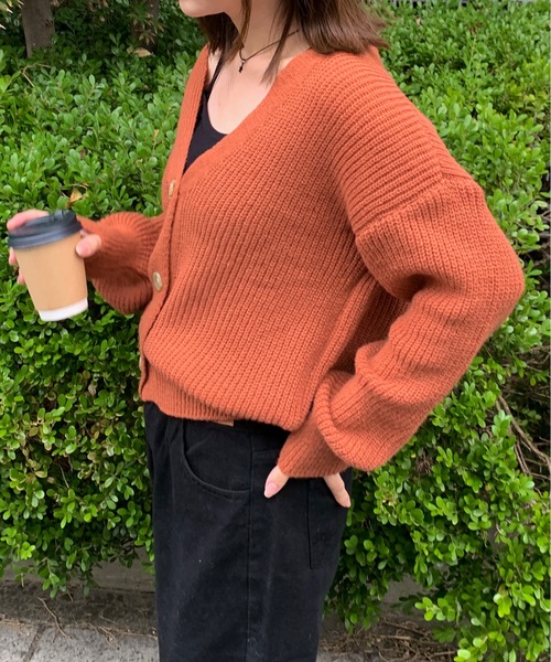 SHEPP(シープ)の「ルーズシルエット ショートカーディガン(カーディガン/ボレロ・レディース・アイボリー/ブルー/オレンジ/グリーン・F)」の18枚目の写真