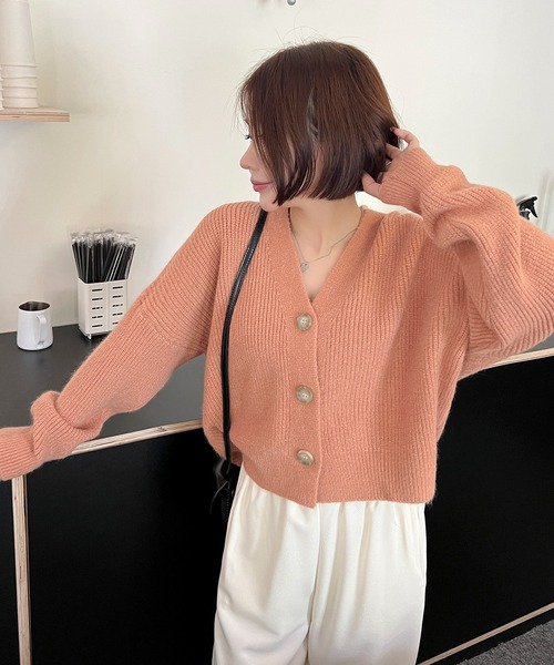 SHEPP(シープ)の「ルーズシルエット ショートカーディガン(カーディガン/ボレロ・レディース・アイボリー/ブルー/オレンジ/グリーン・F)」の22枚目の写真