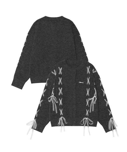 【HOOK】for girls レースリボンカーディガン（ニット/セーター）｜HOOK（フック）